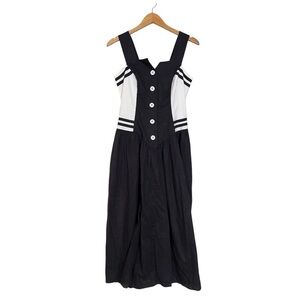 Vtg E’toile Dress Blue White Button Up 80s 90s Pockets Nautical Women’s 5/6